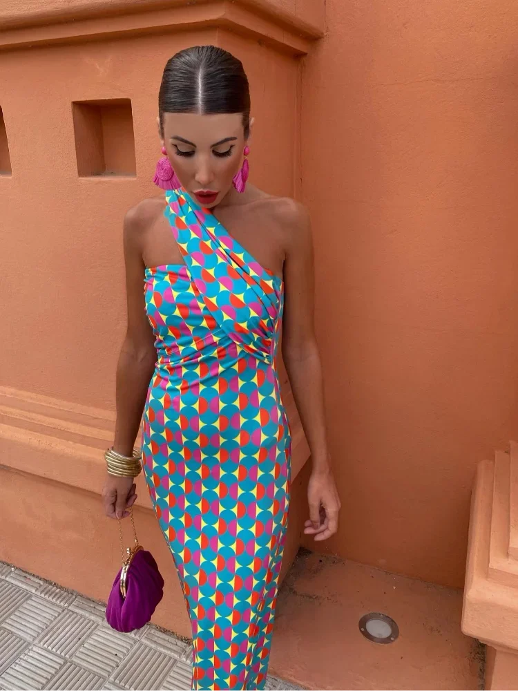 Amber | Geometric One-Shoulder Fitted Dress