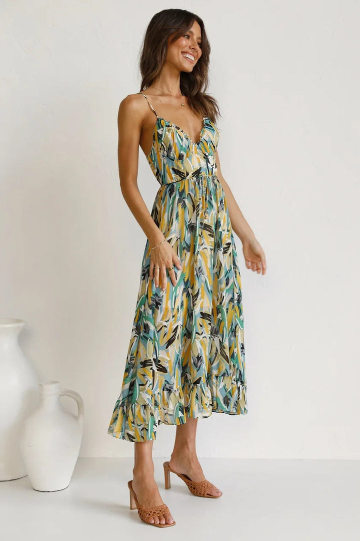 Isla | Sunset Brushstroke Midi Dress