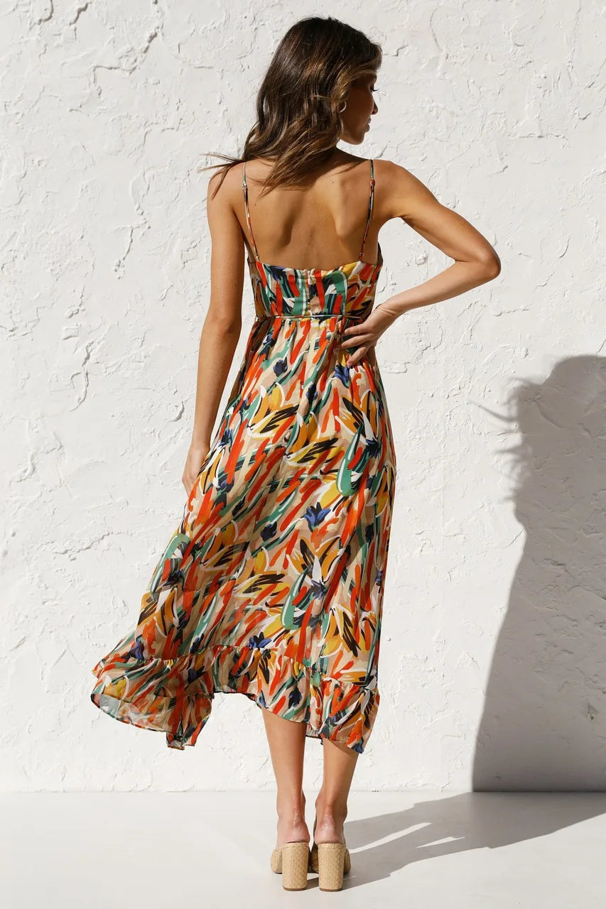 Isla | Sunset Brushstroke Midi Dress