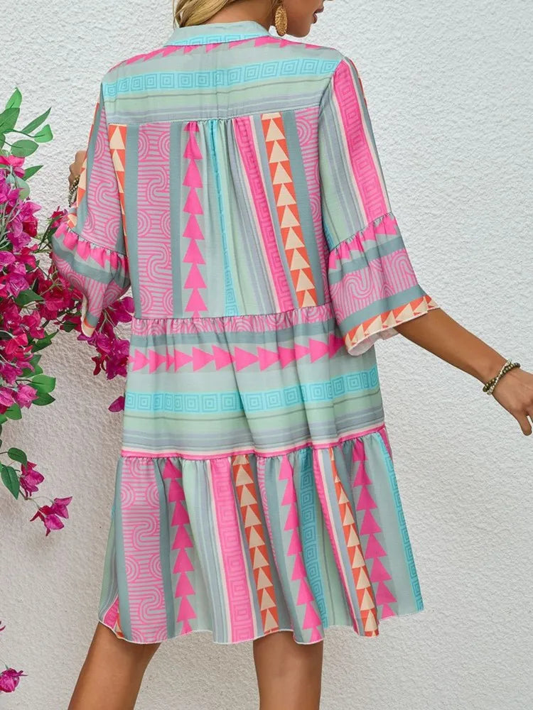 Aria | Sunset Geo Swing Dress