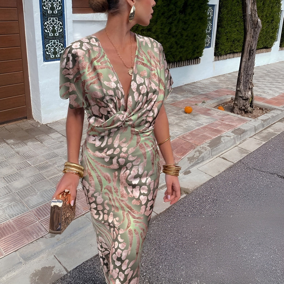 Alessia | Soft Satin Twist Midi Dress