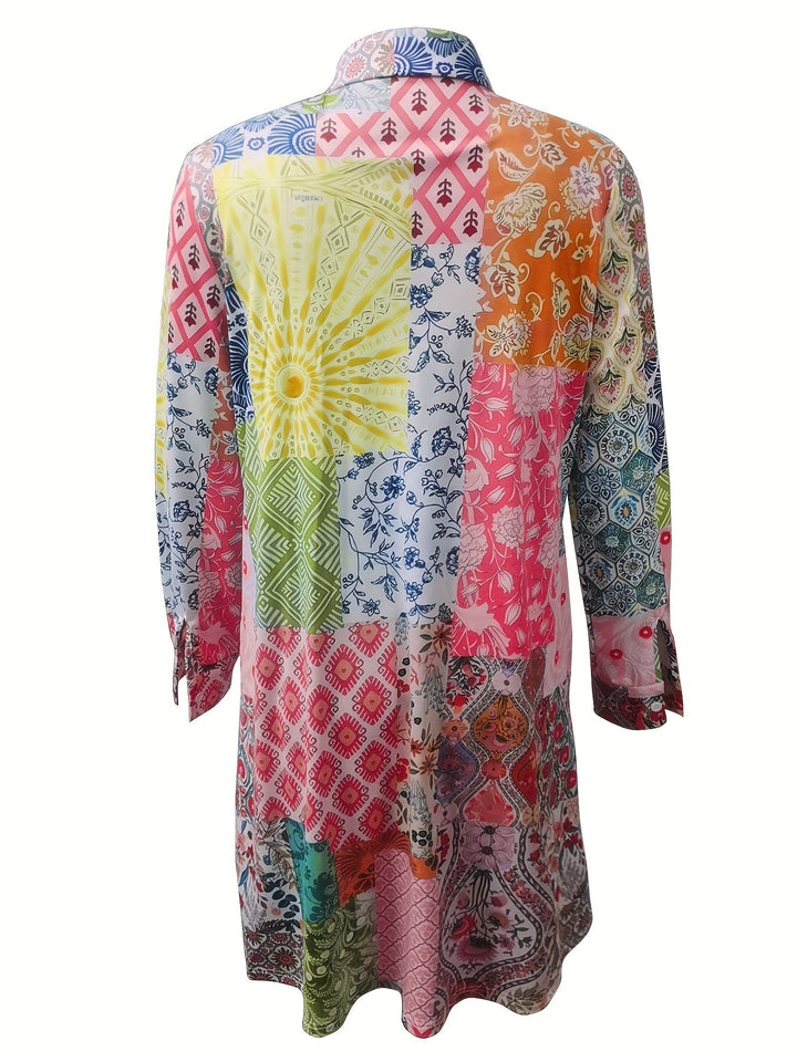 Elsie | Bohemian Patchwork Shirt Dress