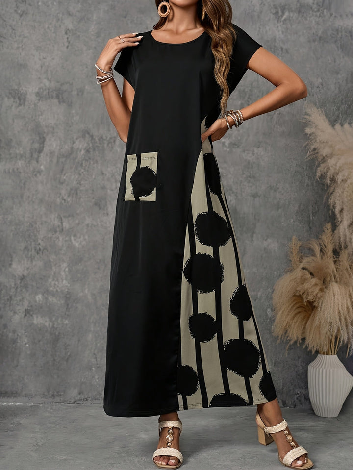 Nina | Modern Contrast Pocket Maxi Dress