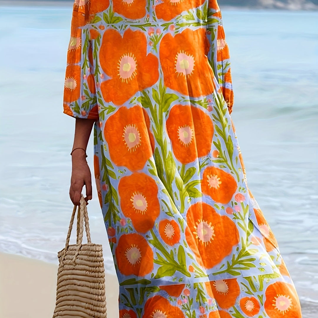 Lottie | Bold Floral Breeze Midi Dress