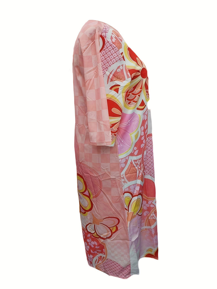 Maisie | Retro Blossom Pink Wrap Dress