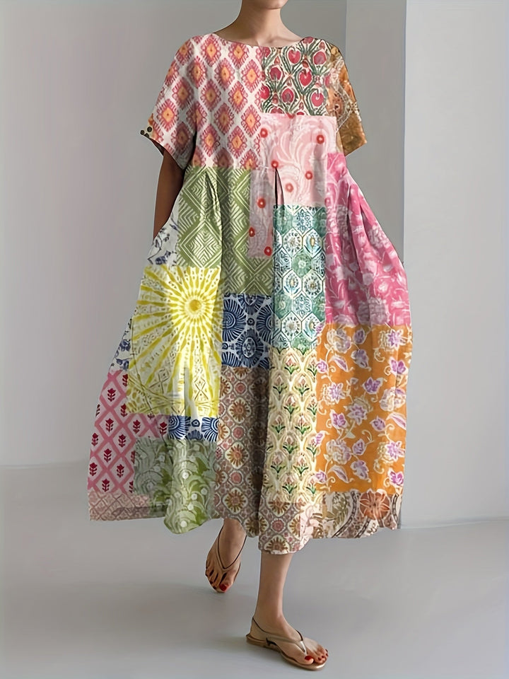 Nina | Artistic Patchwork Maxi Dress