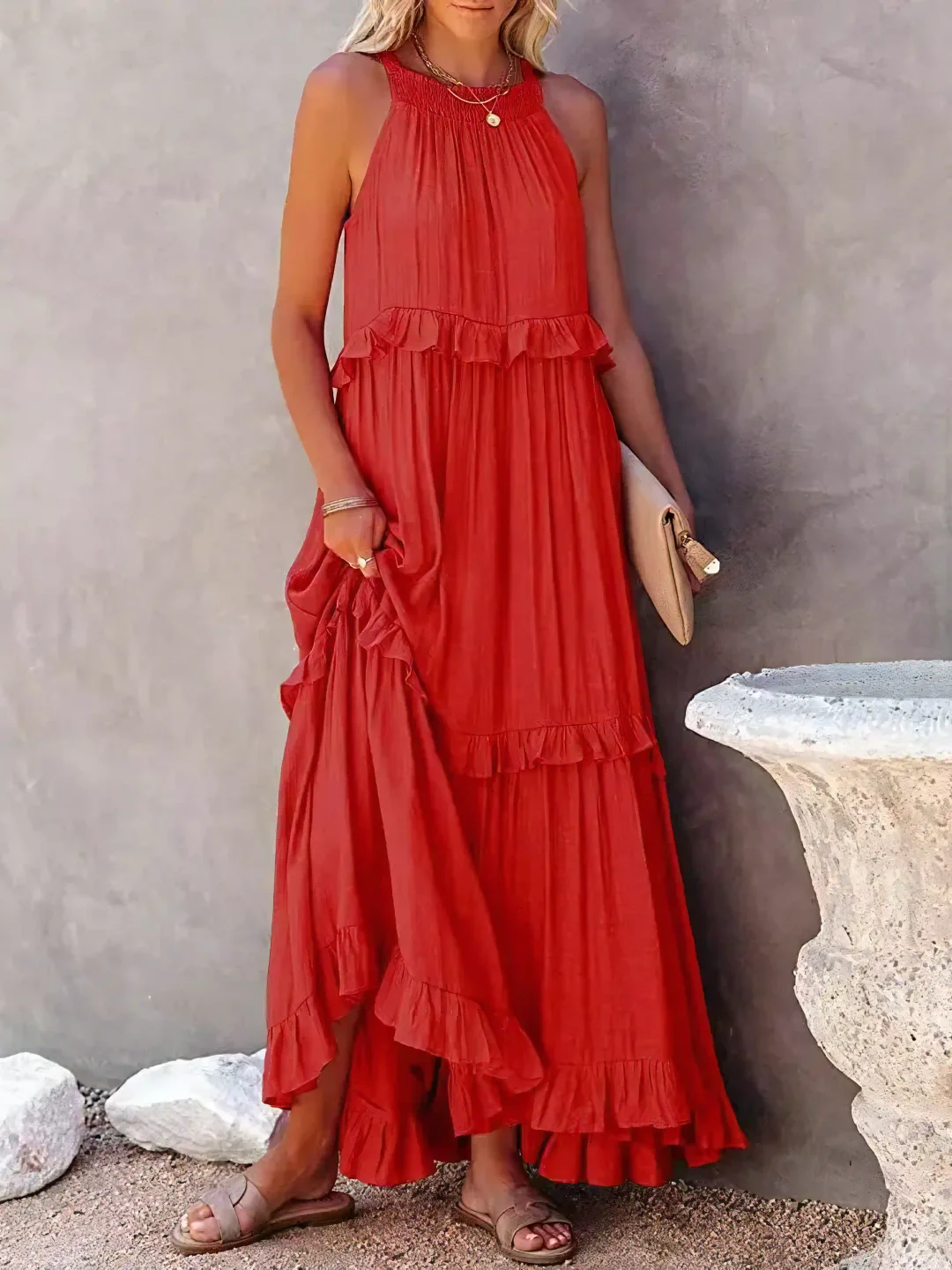 Madelyn | Boho Ruffle Maxi Dress