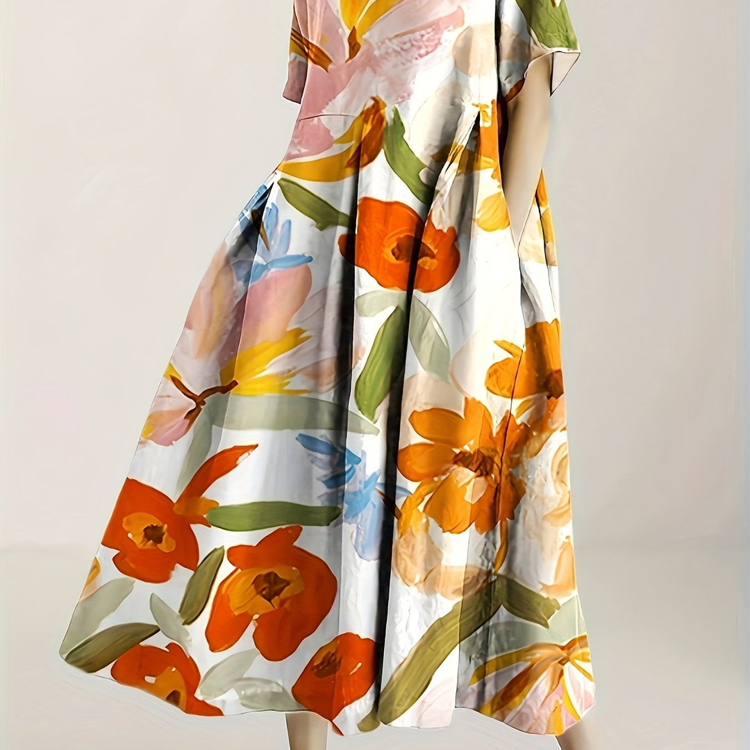 Amelia | Blooming Brushstroke Midi Dress