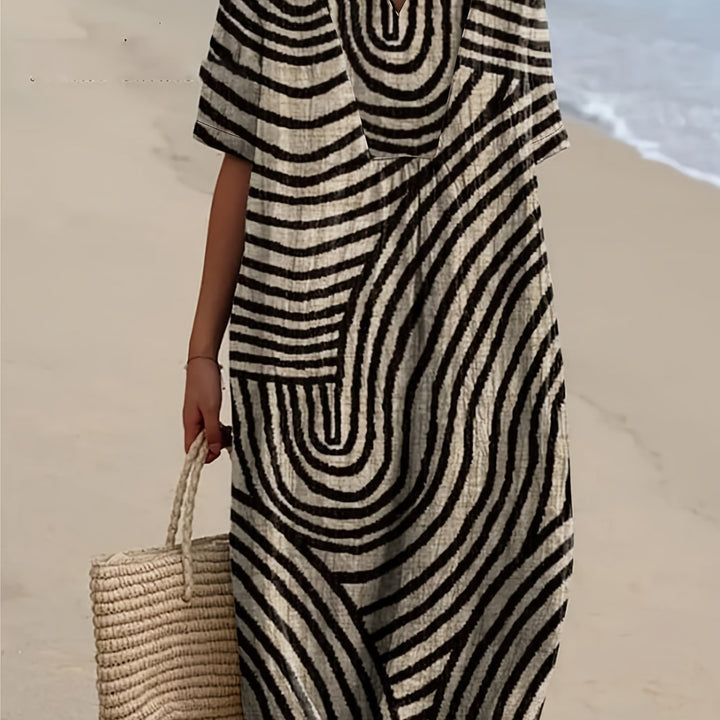 Iris | Monochrome Maze Midi Dress