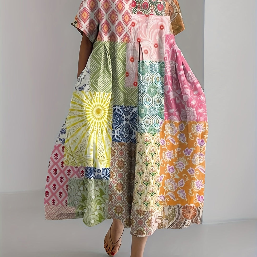 Nina | Artistic Patchwork Maxi Dress