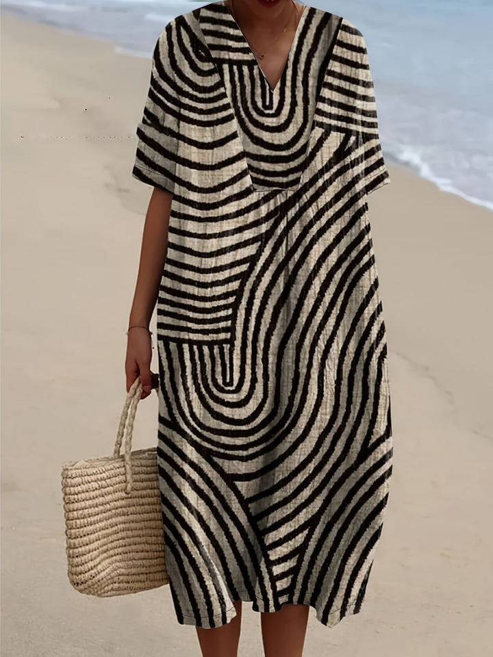 Iris | Monochrome Maze Midi Dress