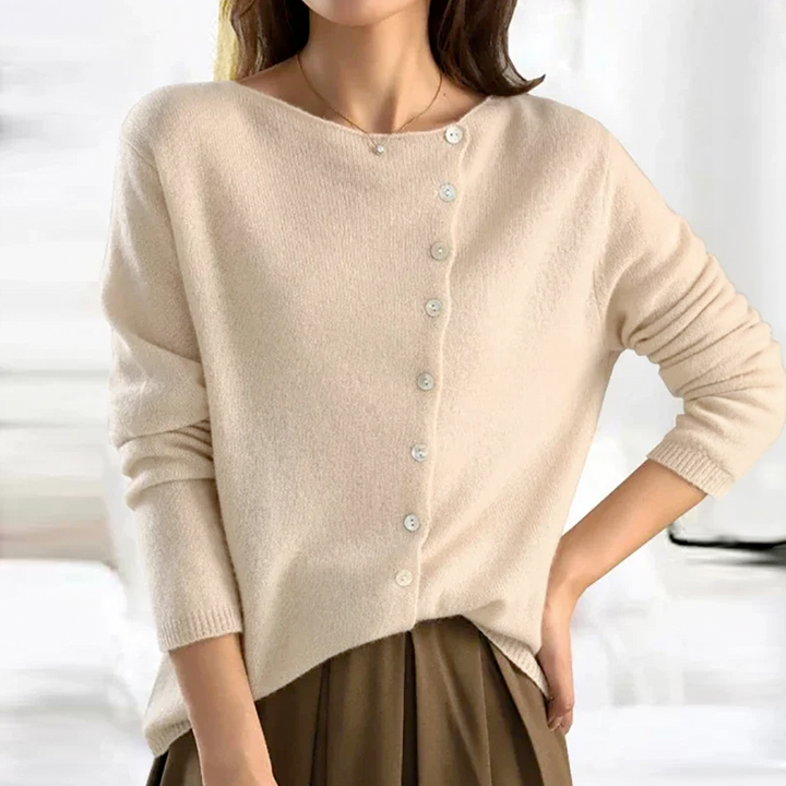 Aubrey | Asymmetric Button-Up Knit Sweater
