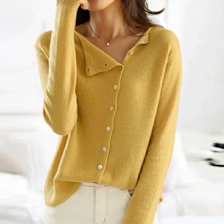 Aubrey | Asymmetric Button-Up Knit Sweater