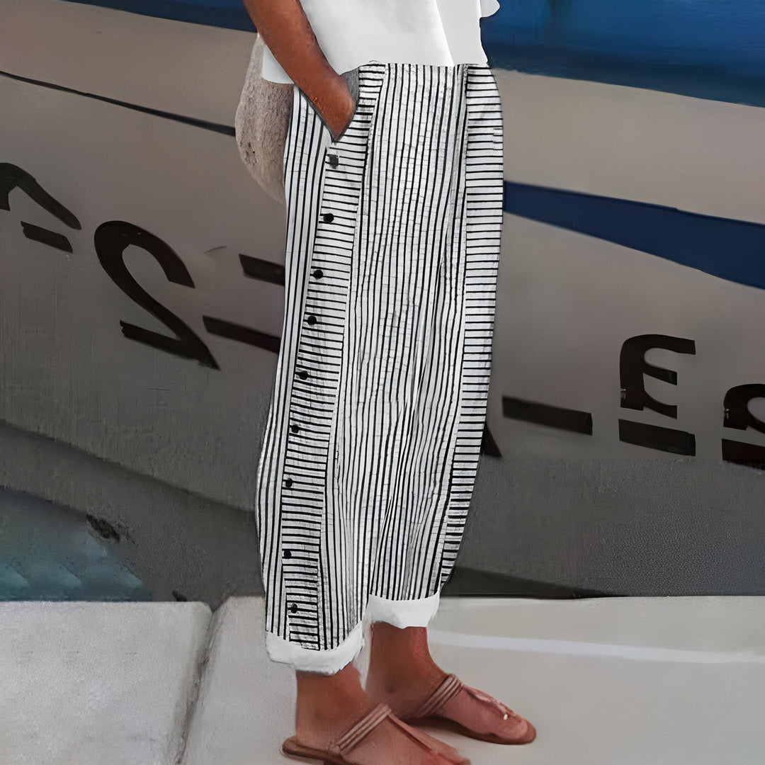 Reese | Coastal Stripe Linen Trousers