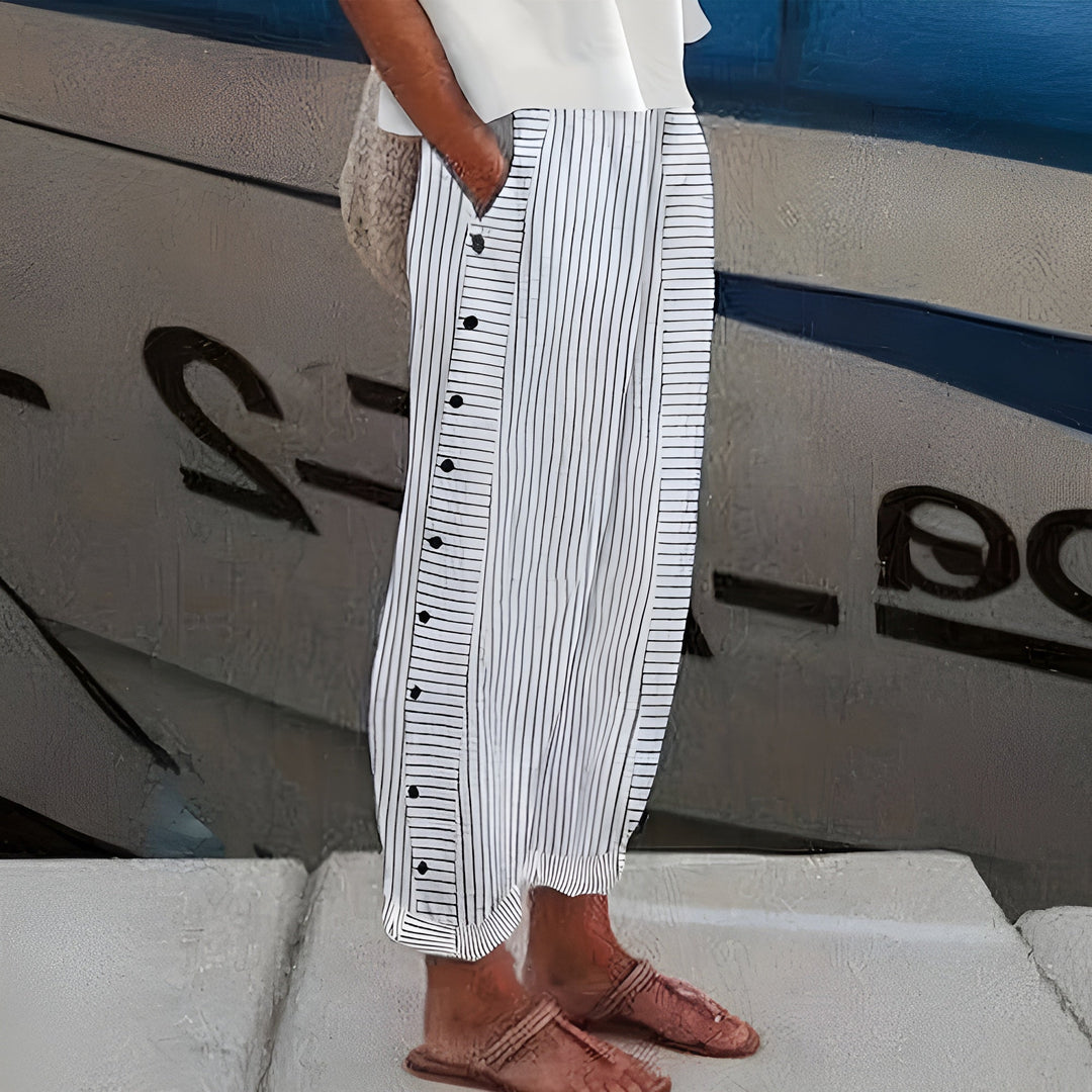 Reese | Coastal Stripe Linen Trousers