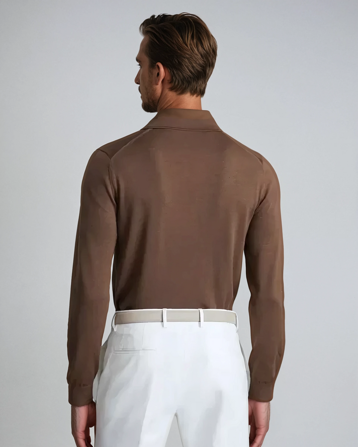 Long Sleeve Polo Without Buttons Brown