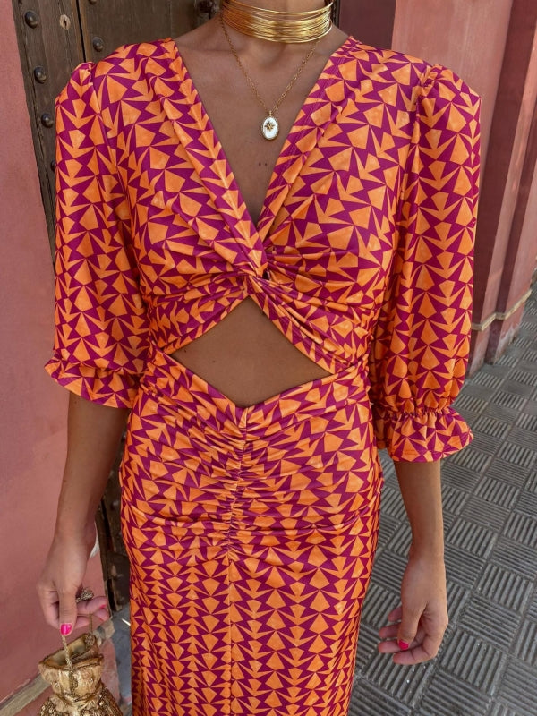 Sienna | Luxe Twist-Front Cutout Midi Dress