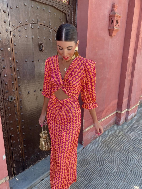 Sienna | Luxe Twist-Front Cutout Midi Dress