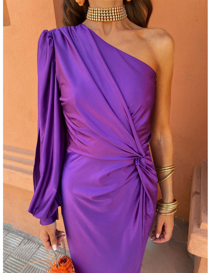 Celeste | Luxe One-Shoulder Draped Evening Dress