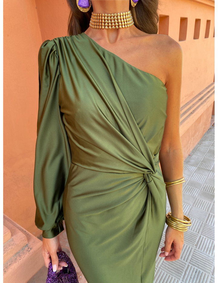 Celeste | Luxe One-Shoulder Draped Evening Dress